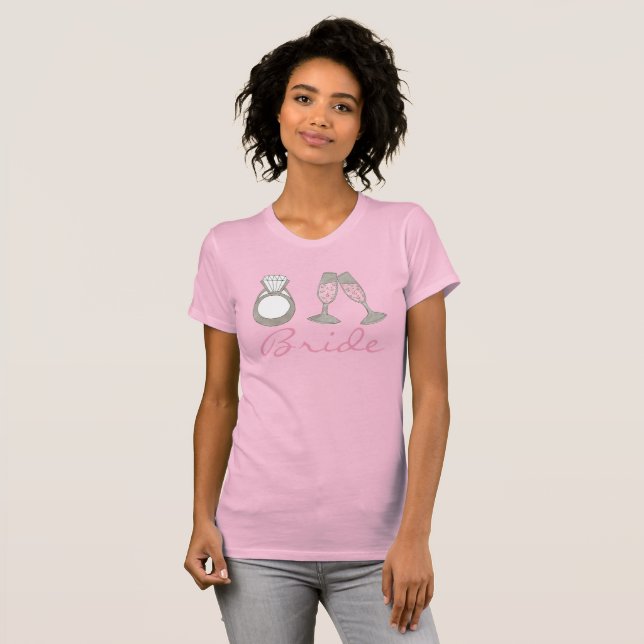 Diamond Ring Pink Champagne Wedding BRIDE Tee (Front Full)