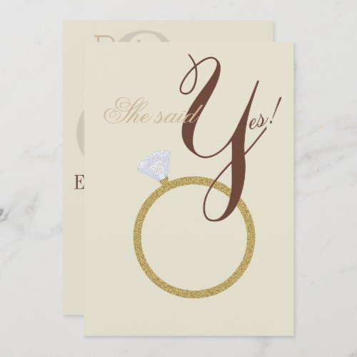 Diamond Ring She Said Yes Rustic Shower Party Invitation