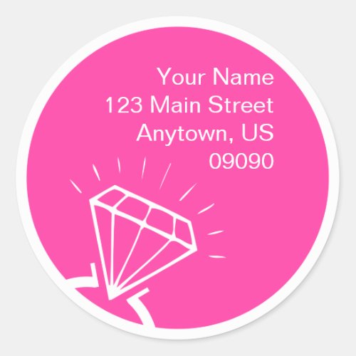 Diamond Ring Silhouette Address Label Pink