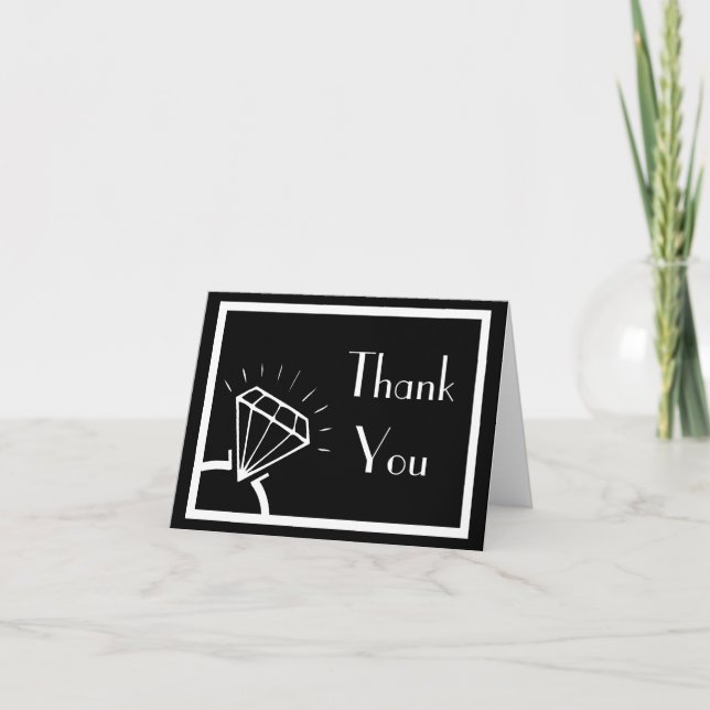 Diamond Ring Silhouette Thank You (Black / White) (Front)