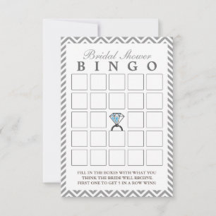 Diamond Ring Silver Zigzag Bridal Bingo Cards