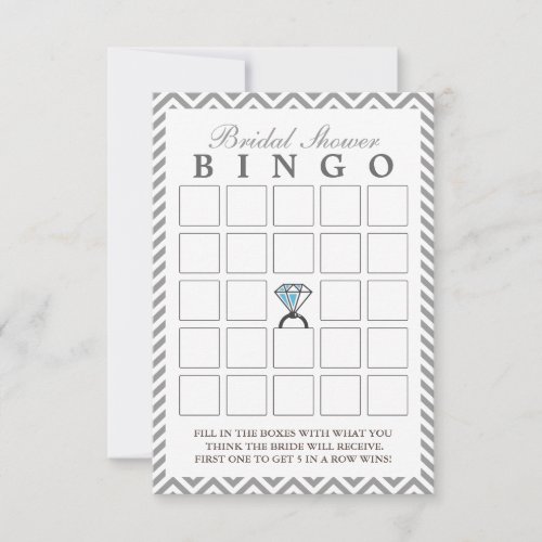 Diamond Ring Silver Zigzag Bridal Bingo Cards