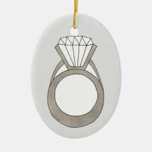 Diamond Ring Wedding Engagement Bridal Shower Ceramic Ornament