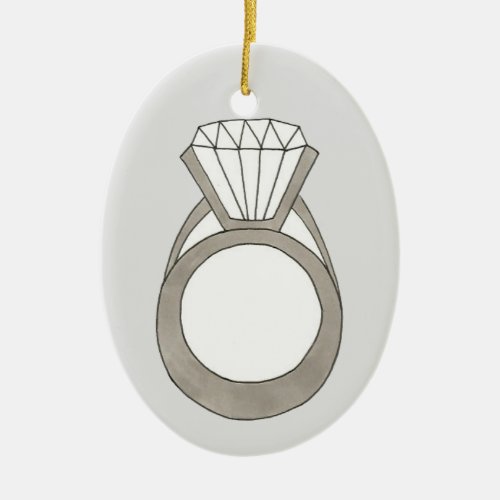 Diamond Ring Wedding Engagement Bridal Shower Ceramic Ornament