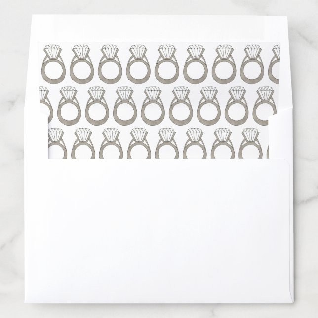 Diamond Ring Wedding Engagement Bridal Shower Envelope Liner (In Envelope)