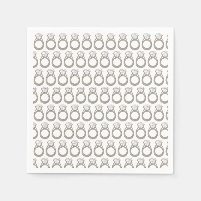 Diamond Ring Wedding Engagement Bridal Shower Napkins (Front)