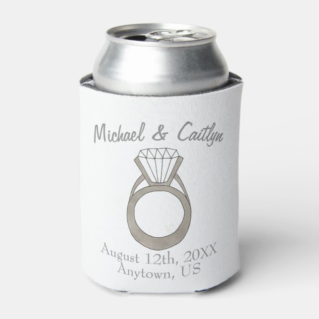 Diamond Ring Wedding Engagement Party Shower Can Cooler (Can Front)