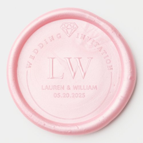 Diamond Ring Wedding Monogram Wax Seal Sticker