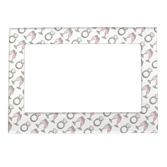 Diamond Ring Wedding Pink Champagne Bride Frame (Front)