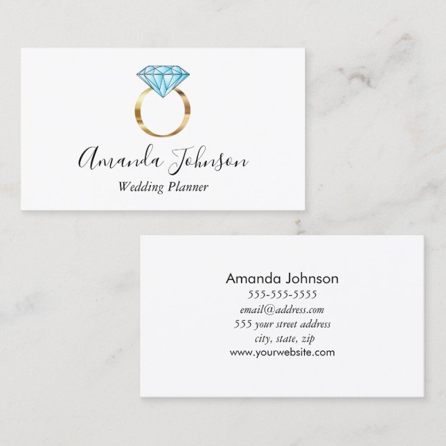 Diamond Ring Wedding Planner Business Card (Front/Back)