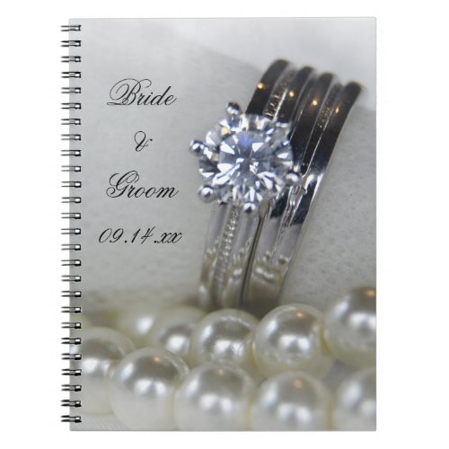 Diamond Rings and Pearls Wedding Notebook