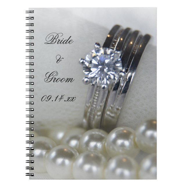 Diamond Rings and Pearls Wedding Notebook (Front)