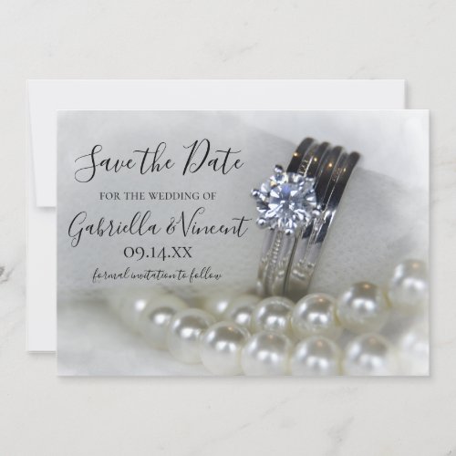 Diamond Rings and Pearls Wedding Save the Date
