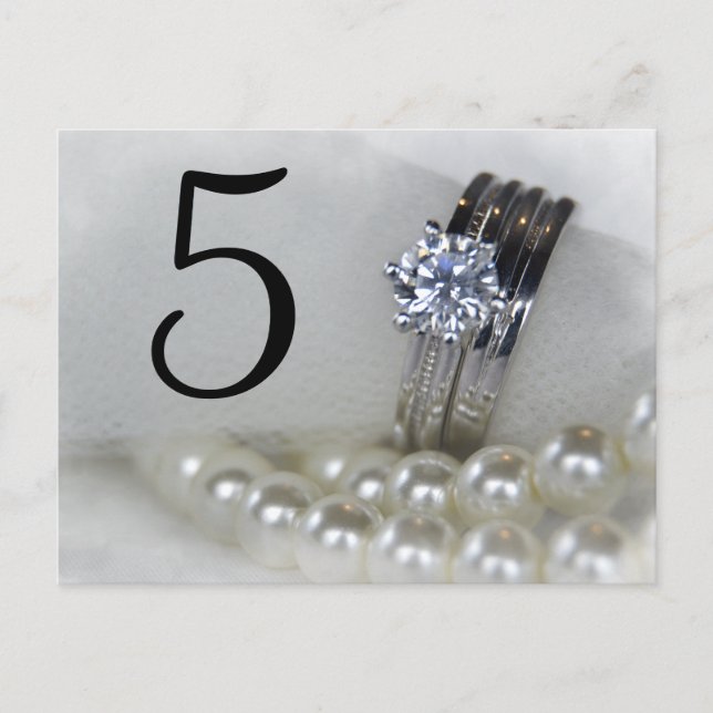 Diamond Rings and Pearls Wedding Table Numbers (Front)
