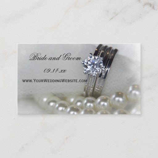 Customizable Diamond and Pearls Wedding Website Business Card Templates
