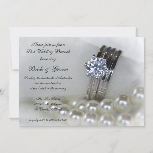 Diamond Rings and White Pearls Post Wedding Brunch Invitation