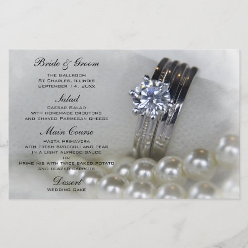 Diamond Rings and White Pearls Wedding Menu