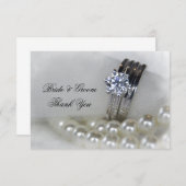 Diamond Rings Pearls Wedding Thank You Flat Notes (Front/Back)