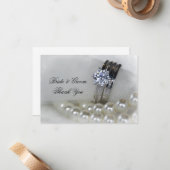Diamond Rings Pearls Wedding Thank You Flat Notes (Front/Back In Situ)