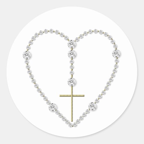 Diamond Rosary _ Hail Mary Full of Grace Classic Round Sticker