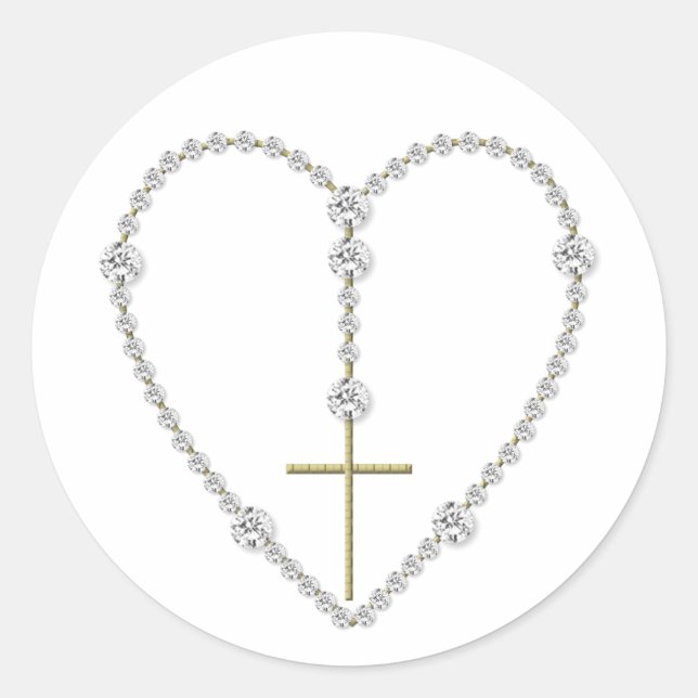 Diamond Rosary - Hail Mary Full of Grace Classic Round Sticker (Front)