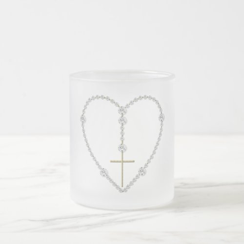 Diamond Rosary _ Hail Mary Full of Grace Frosted Glass Coffee Mug