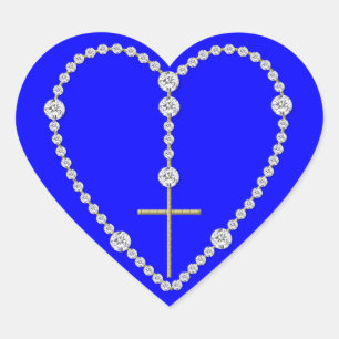 Diamond Rosary - Hail Mary Full of Grace Heart Sticker