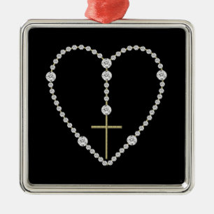 Diamond Rosary - Hail Mary Full of Grace Metal Ornament