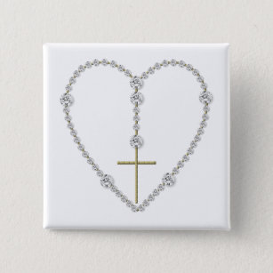 Diamond Rosary - Hail Mary Full of Grace Pinback Button