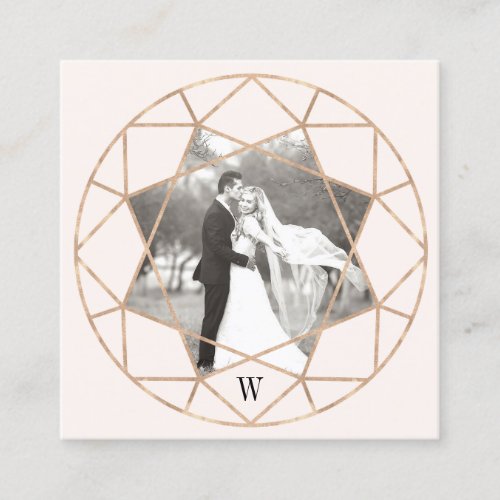 Diamond Rose Gold Gemstone Geometric Stylish Photo Square Business Card