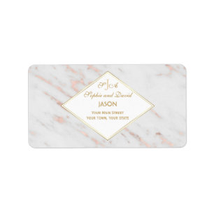 Diamond Rose Gold Marble Wedding Label