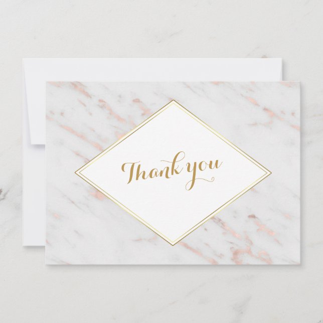 Diamond Rose Gold Marble Wedding THANK YOU (Front)