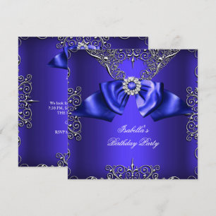 Diamond Royal Blue Purple Silver Elegant Birthday Invitation