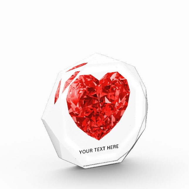 Diamond Ruby Gemstone Personalized Love Acrylic Award (Left)