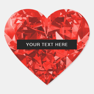 Diamond Ruby Heart Personalized Sticker
