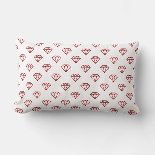Diamond _ Ruby Red on White Lumbar Pillow