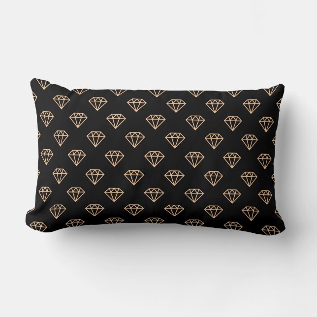Diamond - Sand on Black Lumbar Pillow (Front)