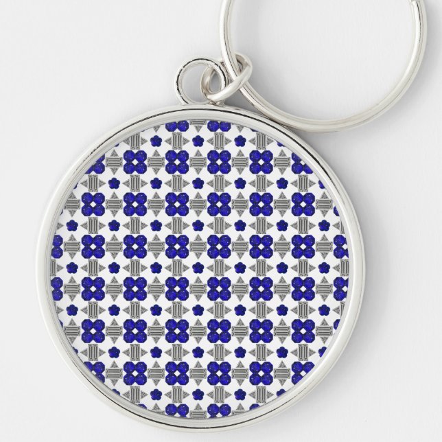 Diamond Sapphire Gemstone Art, Blue Keychain (Front)