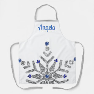 Diamond & Sapphire Snowflake Winter Apron
