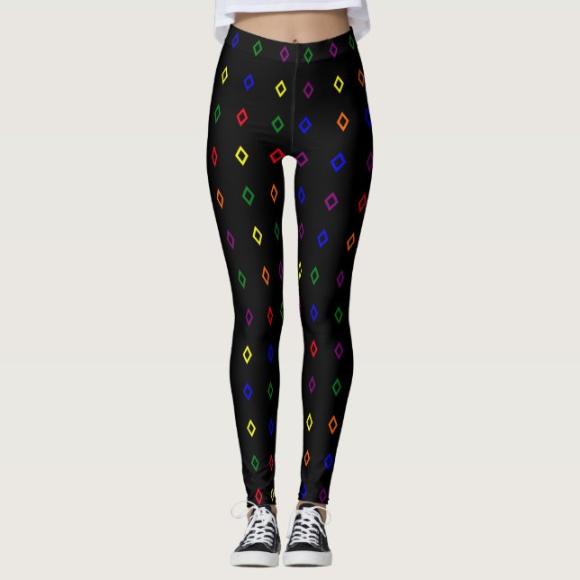 Diamond Shape Pattern Pride Colors Leggings (Front)