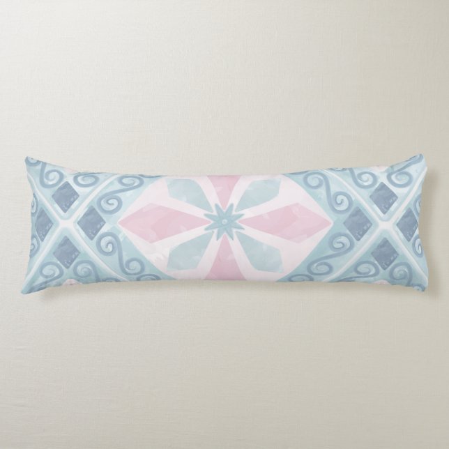diamond shaped blue pattern body pillow (Front)