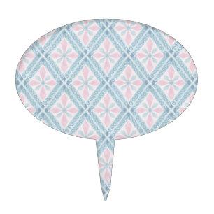 diamond shaped blue pattern cake topper