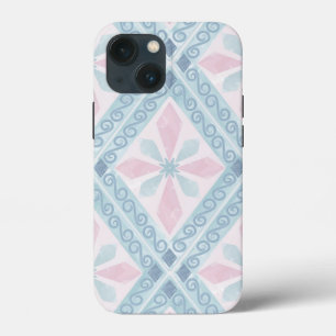 diamond shaped blue pattern iPhone 13 mini case