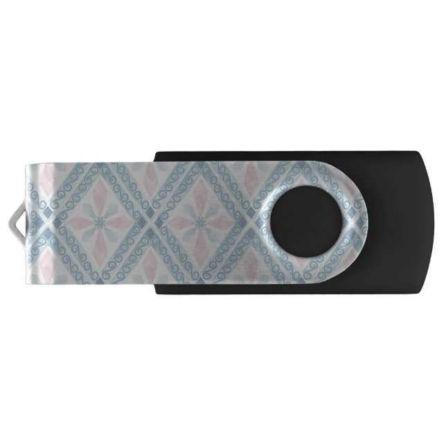 diamond shaped blue pattern flash drive (Back)