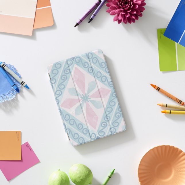 diamond shaped blue pattern iPad mini cover (In Situ)