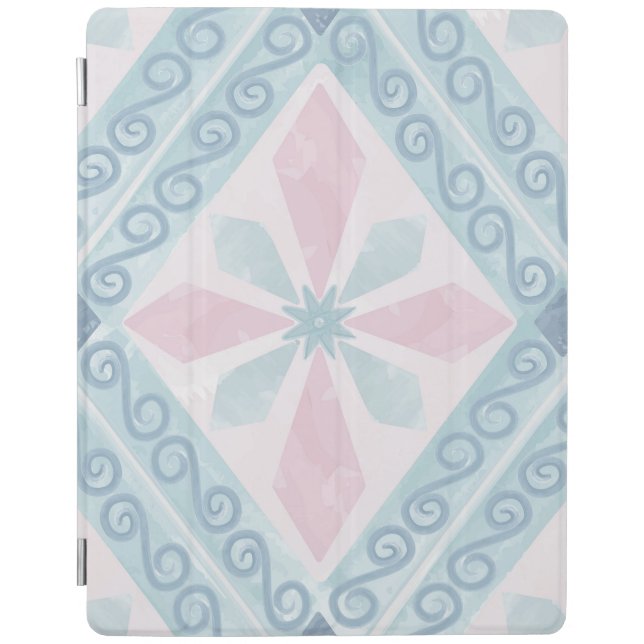 diamond shaped blue pattern iPad smart cover (Front)