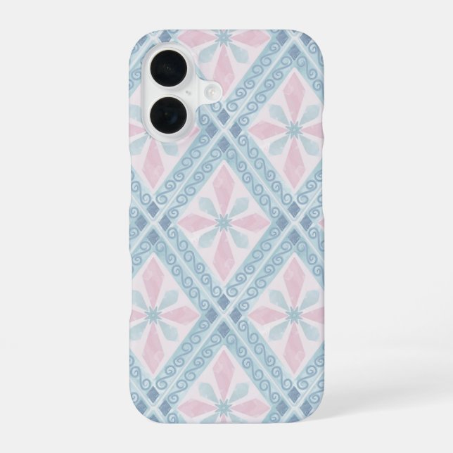 diamond shaped blue pattern iPhone case (Back)