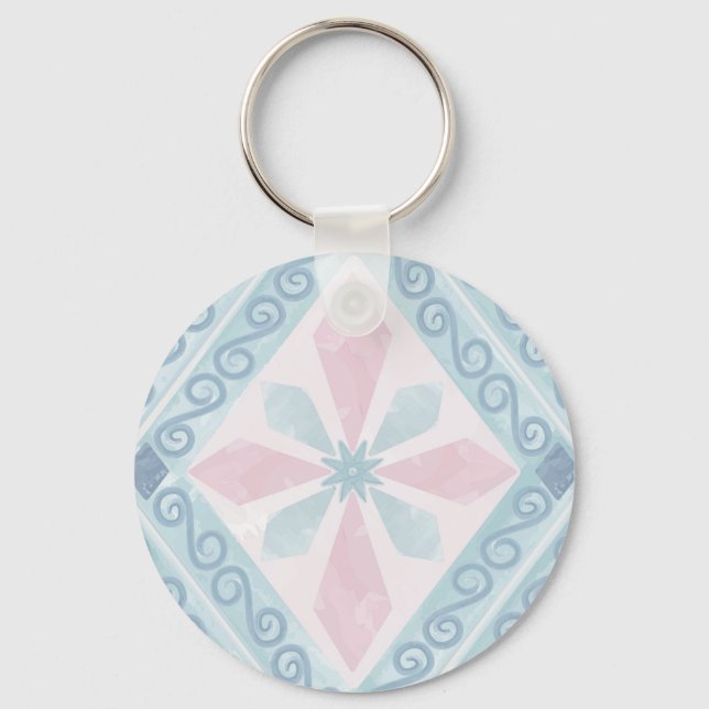 diamond shaped blue pattern keychain (Front)
