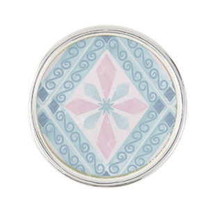 diamond shaped blue pattern lapel pin