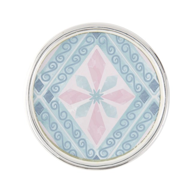 diamond shaped blue pattern lapel pin (Front)